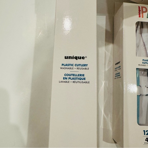 UNIQUE PARTY: 5 Boxes of 12Ct Cutlery Set Blue White Plastic - Picture 7 of 9